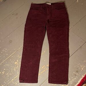 GAP 30x27 Vintage Slim High Rise Burgundy Cords